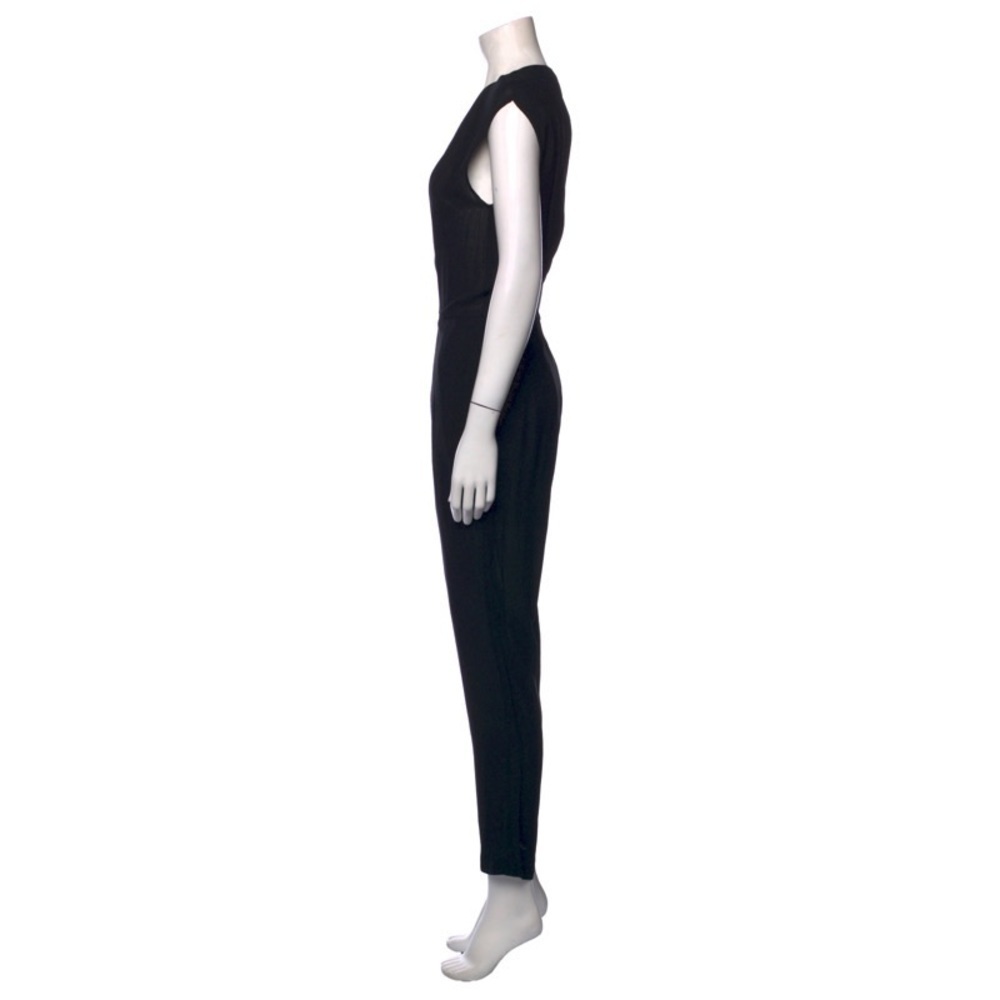 Sandro Paris Black Viscose Silk Sleeveless Exposed Zipper V-Neck Jumpsuit Sz 1/S - Picture 2 of 12